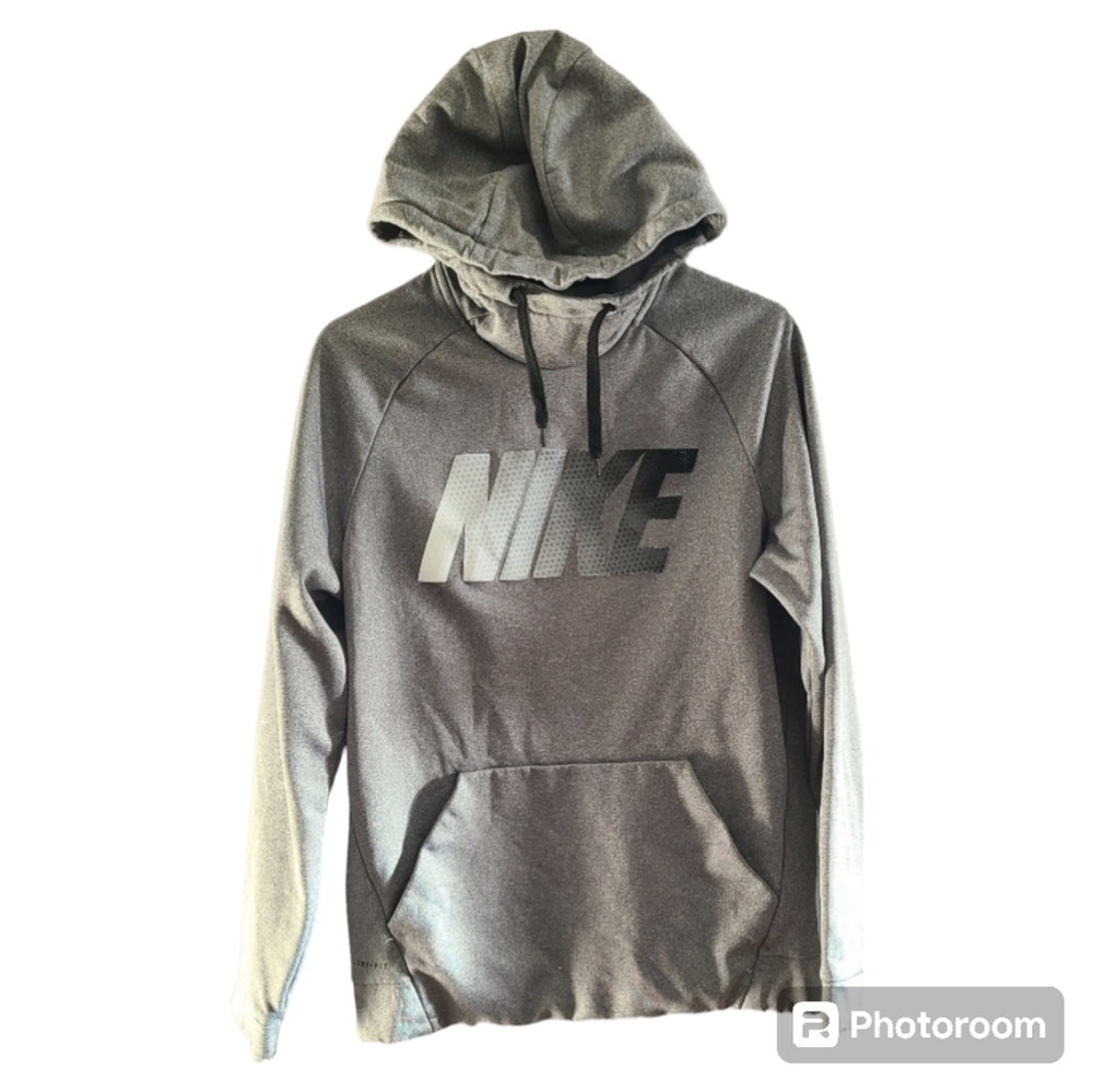 Nike Dri Fit Pullover Sweatshirt Hoodie High Neck Spell Out‎ Gray Men's M